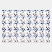 Rode & Blauwe Bloemen op Wit Inpakpapier Vel (Voorkant 3)
