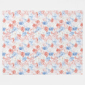 Rode blauwe bloemen verjaardag fleece deken (Voorkant (Horizontaal))