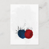 rode blauwe bloemen zilveren botanische bruiloft informatiekaartje (Achterkant)