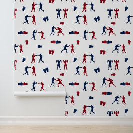 Rode & Blauwe Bokshandschoenen Boxer Patroon Behang