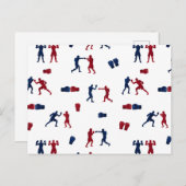 Rode & Blauwe Bokshandschoenen Boxer Patroon Briefkaart (Voorkant / Achterkant)