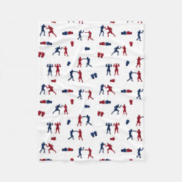 Rode & Blauwe Bokshandschoenen Boxer Patroon Fleece Deken