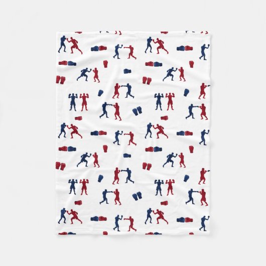 Rode & Blauwe Bokshandschoenen Boxer Patroon Fleece Deken (Voorkant)