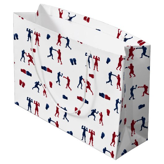 Rode & Blauwe Bokshandschoenen Boxer Patroon Groot Cadeauzakje (Achterkant Gekanteld)