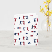 Rode & Blauwe Bokshandschoenen Boxer Patroon Kaart (Gele Bloem)