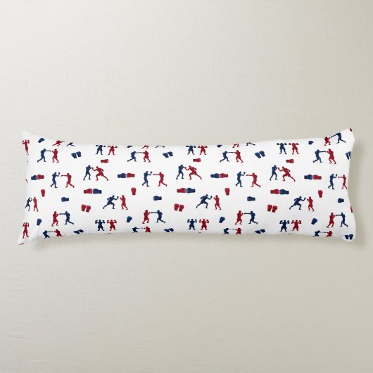 Rode & Blauwe Bokshandschoenen Boxer Patroon Lichaamskussen (Voorkant)