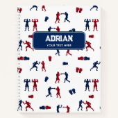 Rode & Blauwe Bokshandschoenen Boxer Patroon Notitieboek (Voorkant)