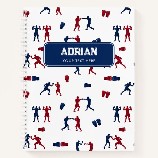 Rode & Blauwe Bokshandschoenen Boxer Patroon Notitieboek (Voorkant)