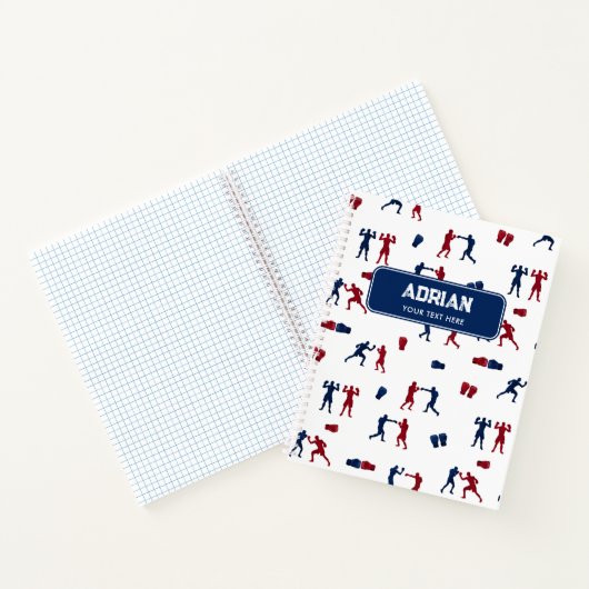 Rode & Blauwe Bokshandschoenen Boxer Patroon Notitieboek (Binnen)