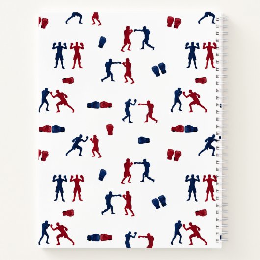 Rode & Blauwe Bokshandschoenen Boxer Patroon Notitieboek (Achterkant)