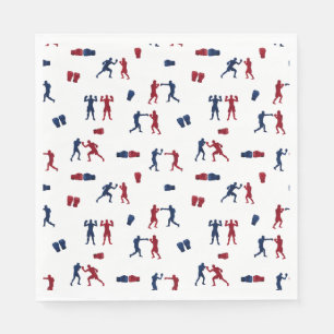 Rode & Blauwe Bokshandschoenen Boxer Patroon Servet