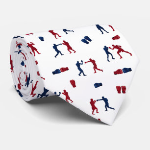Rode & Blauwe Bokshandschoenen Boxer Patroon Stropdas