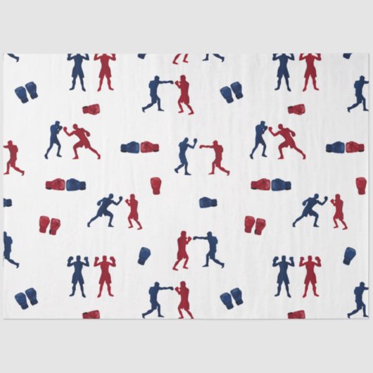 Rode & Blauwe Bokshandschoenen Boxer Patroon Tissuepapier (Voorkant)