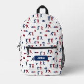 Rode & Blauwe Bokshandschoenen Boxer Pattern Schoo Bedrukte Rugzak (Voorkant)