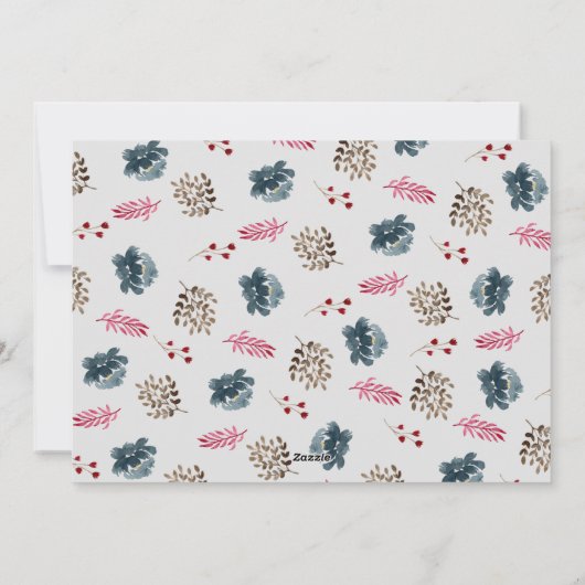 Rode-blauwe botanische foto "Happy Thanksgiving" Feestdagenkaart (Achterkant)