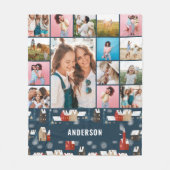 Rode blauwe botanische moderne minimale pampas 15  fleece deken (Voorkant)