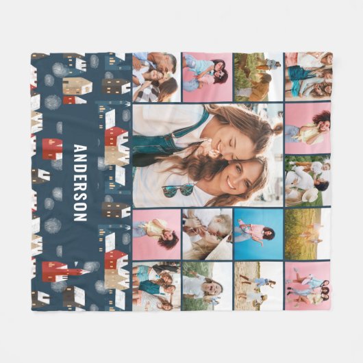 Rode blauwe botanische moderne minimale pampas 15  fleece deken (Voorkant (Horizontaal))