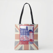 Rode Blauwe Britse Vlag Londen Scène Jaar Tote Bag (Voorkant)