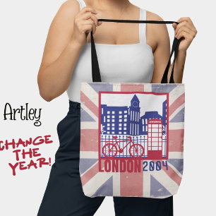 Rode Blauwe Britse Vlag Londen Scène Jaar Tote Bag