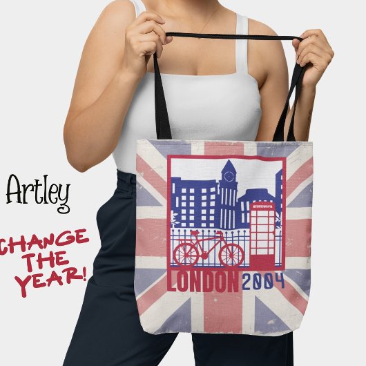 Rode Blauwe Britse Vlag Londen Scène Jaar Tote Bag