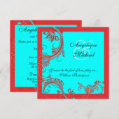 Rode blauwe bruiloft verloving kaart (Voorkant / Achterkant)