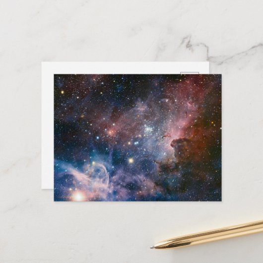 Rode & Blauwe Carina Nebula Hubble Telescoop Briefkaart (Voorkant / Achterkant in situ)