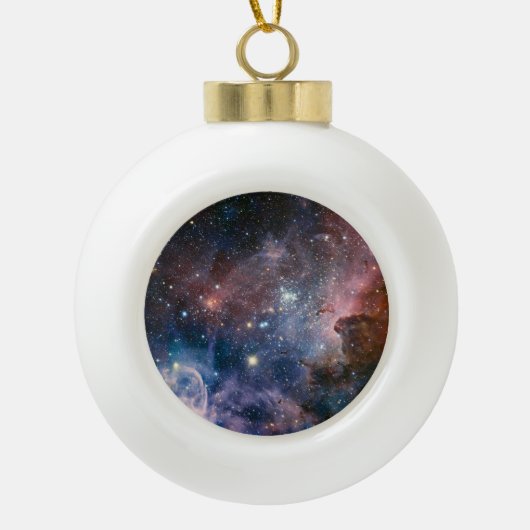 Rode & Blauwe Carina Nebula Hubble Telescoop Keramische Bal Ornament (Voorkant)
