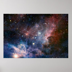 Rode & Blauwe Carina Nebula Hubble Telescoop Poster
