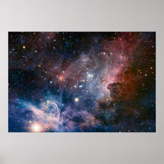Rode & Blauwe Carina Nebula Hubble Telescoop Poster (Voorkant)
