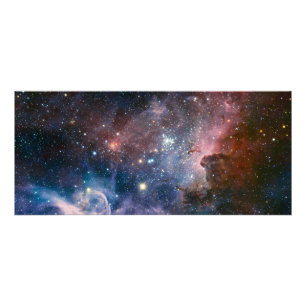 Rode & Blauwe Carina Nebula Hubble Telescoop Reclamekaart