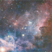 Rode & Blauwe Carina Nebula Hubble Telescoop Sticker (Voorkant)