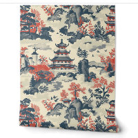Rode & Blauwe Chinese Tempels Bomen Bergen