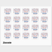 Rode Blauwe Confetti Afstuderen 2026 Vierkante Sticker (Vel)