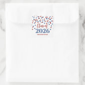 Rode Blauwe Confetti Afstuderen 2026 Vierkante Sticker (Tas)