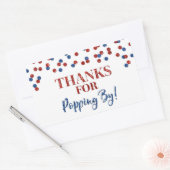 Rode Blauwe Confetti Bedankt voor Popping By Rechthoekige Sticker (Envelop)