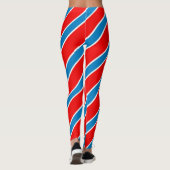 Rode blauwe diagonale strepen leggings (Achterkant)