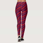 Rode Blauwe Diagonale Strepen Lint Achtergrond Leggings (Achterkant)