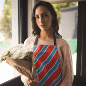 Rode blauwe diagonale strepen schort