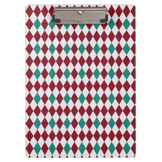 Rode & Blauwe Diamant Glitter Klembord (Voorkant)