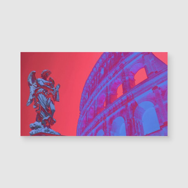 Rode, blauwe digitale kunst van Colosseum en beeld (Voorkant)