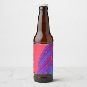 Rode, blauwe digitale kunst van Colosseum en beeld Bier Etiket