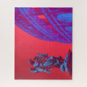 Rode, blauwe digitale kunst van Colosseum en beeld Legpuzzel (Verticaal)