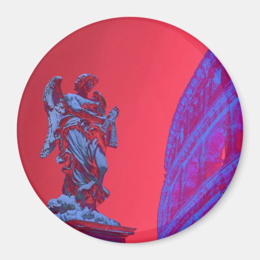 Rode, blauwe digitale kunst van Colosseum en beeld Magneet (Voorkant)