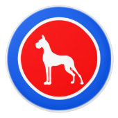 Rode Blauwe Dog Keramische Knop (Voorkant)