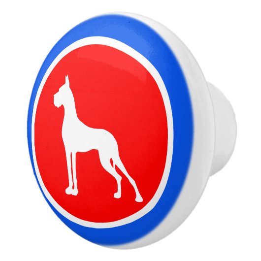 Rode Blauwe Dog Keramische Knop (Rechts)