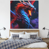 Rode & Blauwe Draak Canvas Afdruk (Insitu (Slaapkamer))