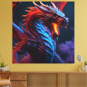 Rode & Blauwe Draak Canvas Afdruk (Insitu (Woonkamer))