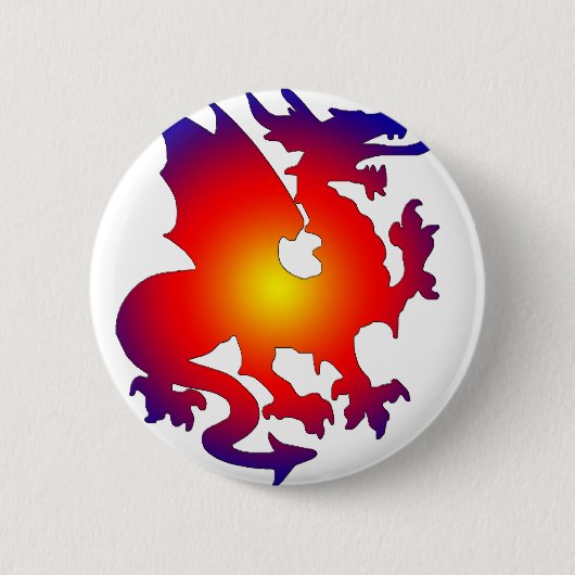 rode blauwe draak ronde button 5,7 cm (Voorkant)