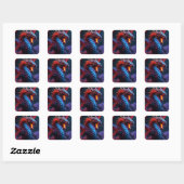 Rode & Blauwe Draak Vierkante Sticker (Vel)