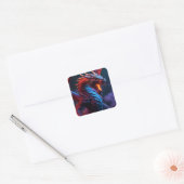 Rode & Blauwe Draak Vierkante Sticker (Envelop)
